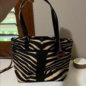 Coach Black and Cream Zebra Print Shoulder Bag only used one time